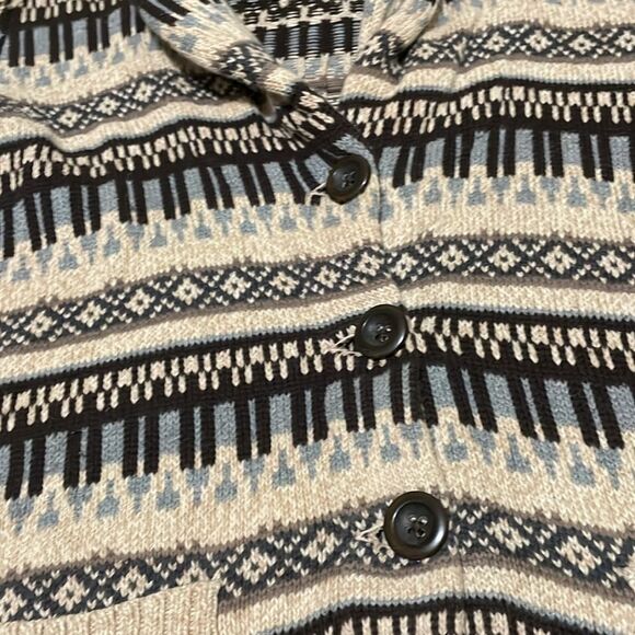 Eddie Bauer piano vintage cardigan button faire isle sweater beige size small - Picture 3 of 10